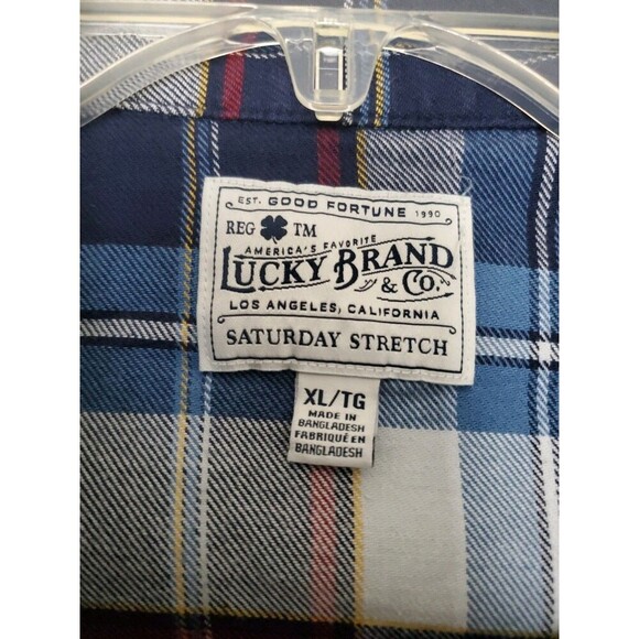 Lucky Brand Saturday Stretch Long Sleeve Western Shirt Mens XL Pearl Snap Button - Picture 7 of 16